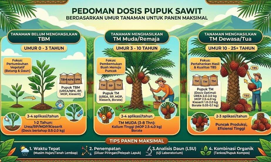 Dosis Pupuk Sawit Berdasarkan Umur Tanaman agar Panen Lebih Maksimal